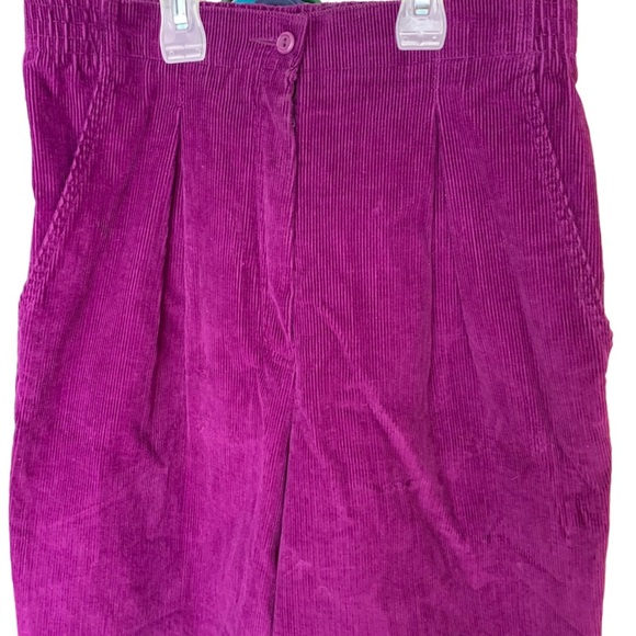 Vintage KORET PLEATED PURPLE CORDUROY PANTS SIZE 12 WOMENS - Picture 3 of 14